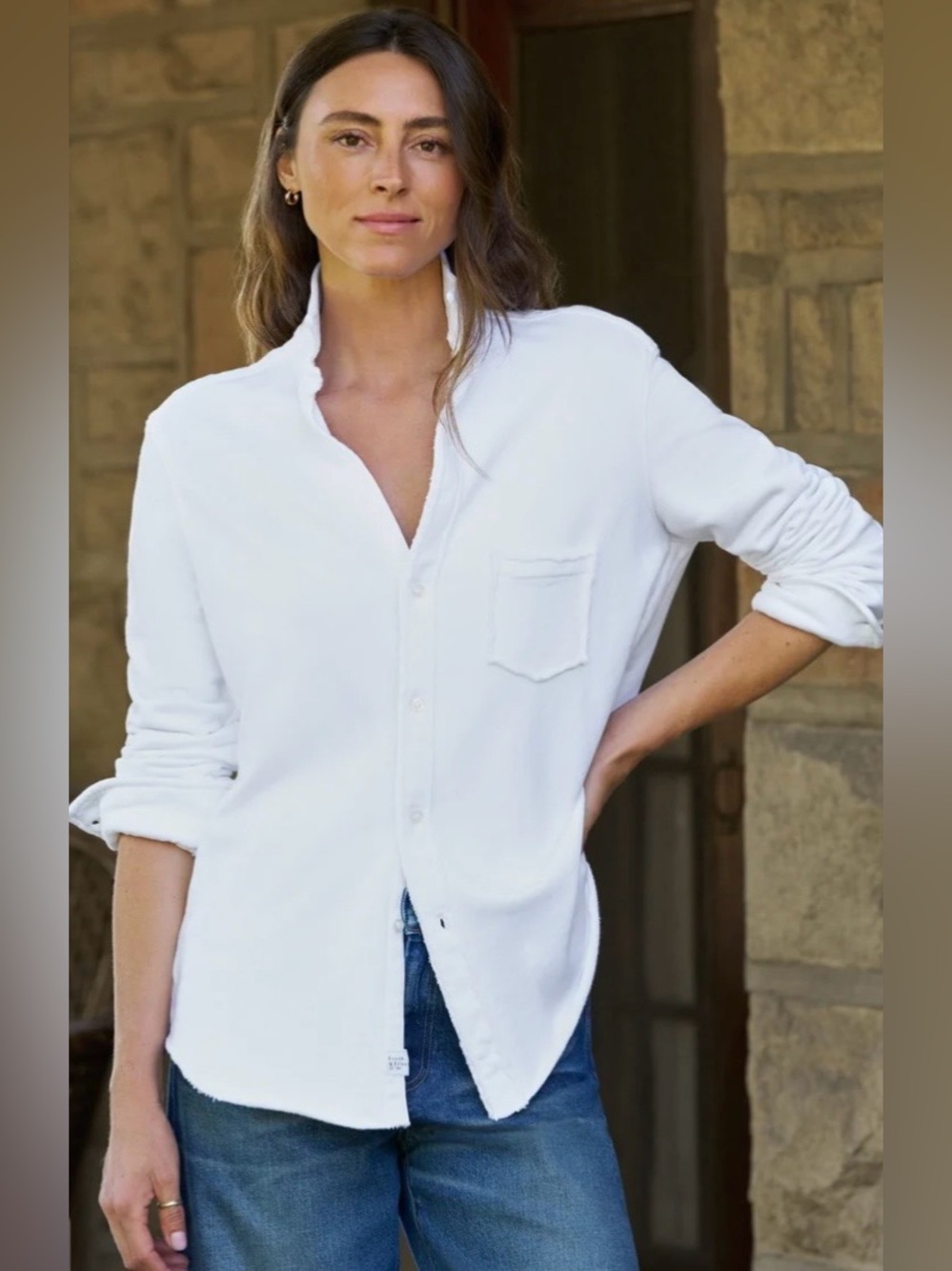 Frank & Eileen Eileen Triple Terry Button Down White Size S